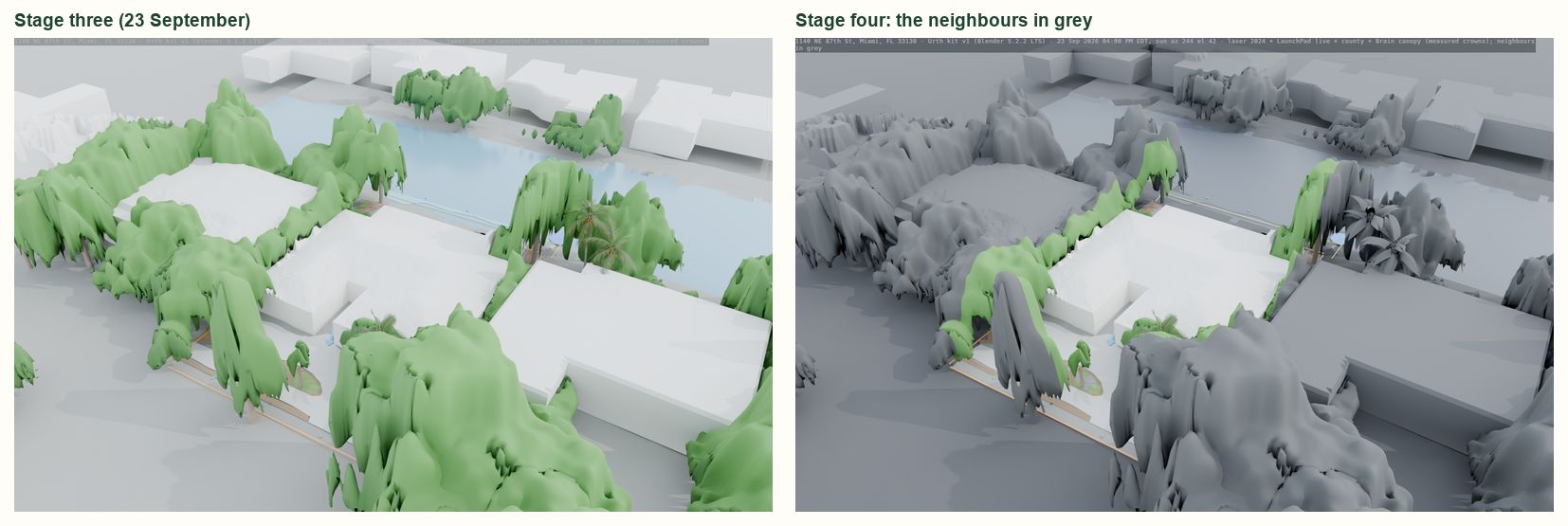 Stage three and stage four aerials of 1140 NE 87th St side by side