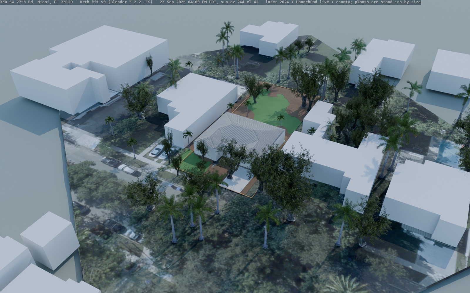 Blender: aerial three-quarter view, 23 September, 4 pm