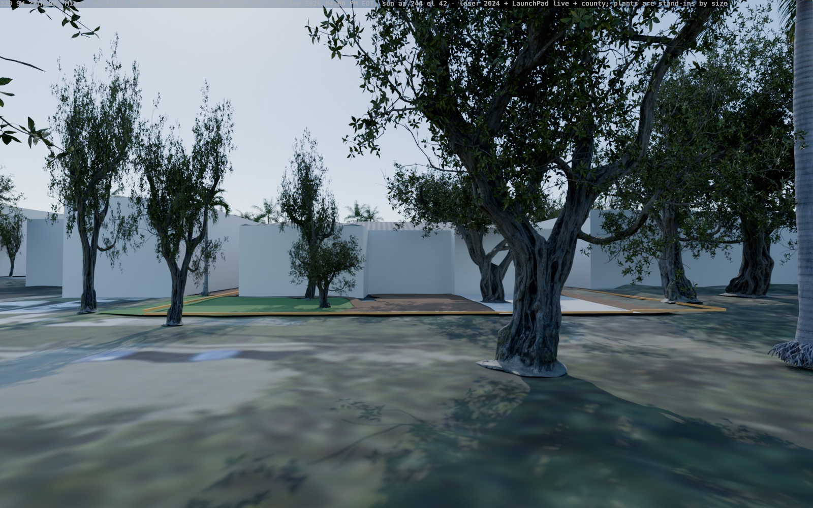 Blender: street view, standing across the street, eye height 1.7 m