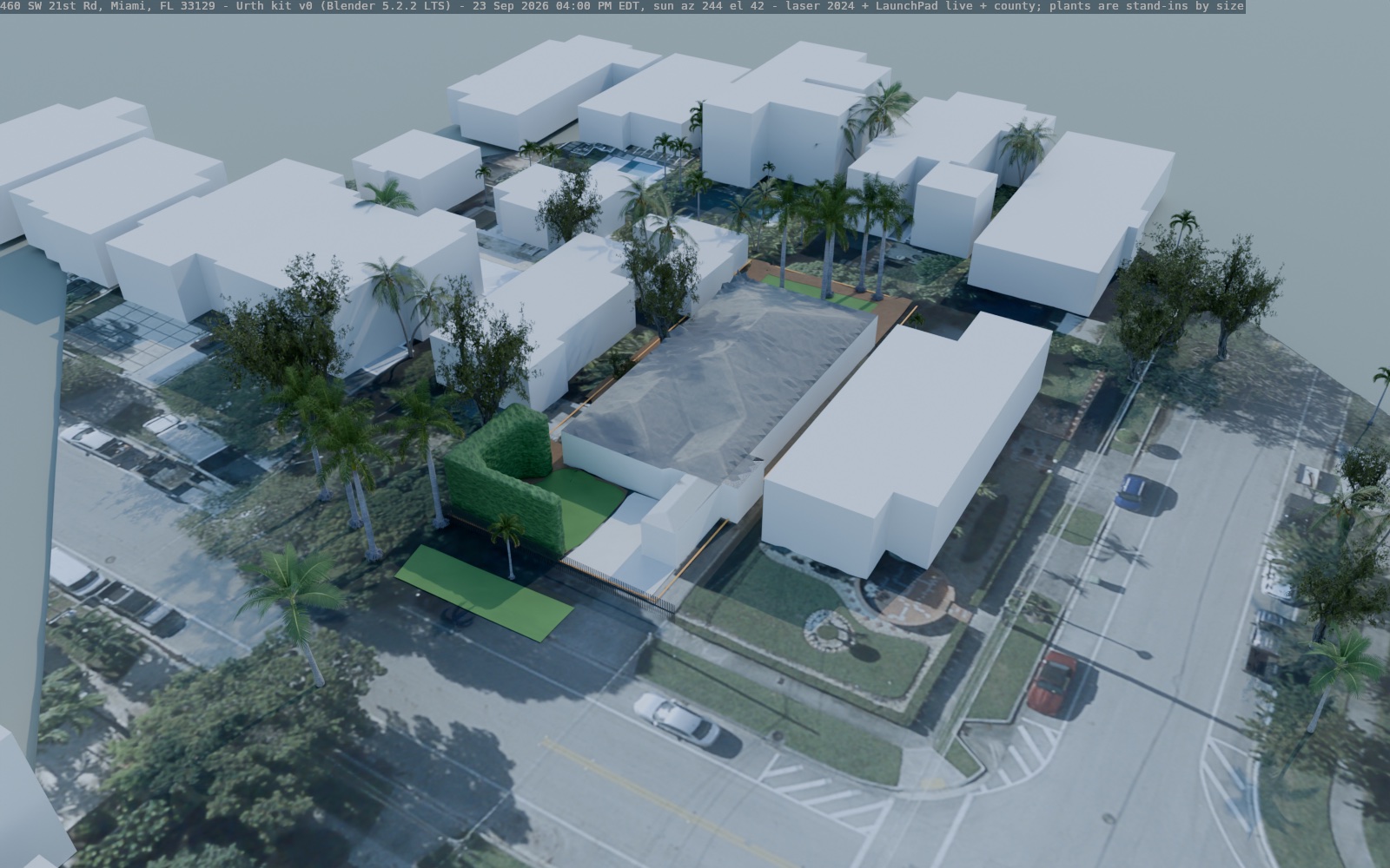 Blender: aerial three-quarter view, 23 September, 4 pm